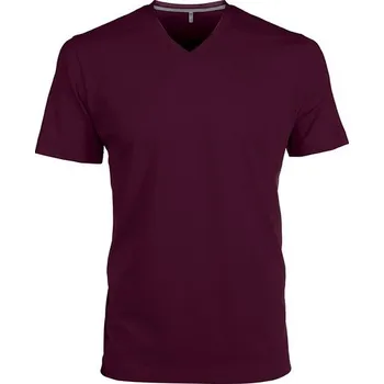 KARIBAN VINTAGE V-NECK K357 / Pánské tričko s krátkým rukávem - wine 4XL