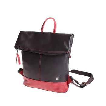 Městský batoh Dámský kožený ručně šitý batoh KUBÁT Irča | černo-červený | 221614