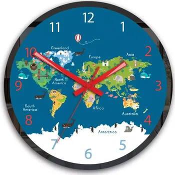 Hodiny Dětské nástěnné hodiny Mirro Mapa světa 30 cm vícebarevné
