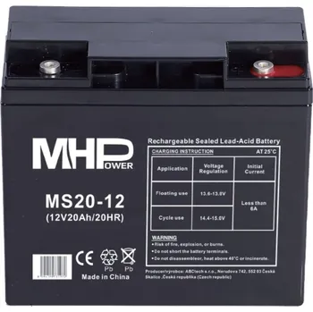 Záložní baterie MHPower Olověný Akumulátor MS20-12 AGM 12 V 20 Ah Terminál T1 - M5