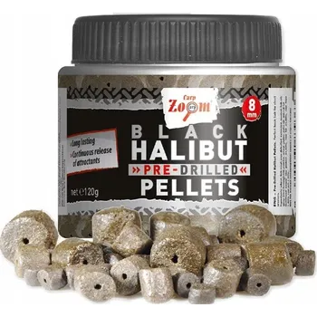Carp Zoom pelety s dírou Black Halibut Pellets 120g Průměr: 20mm