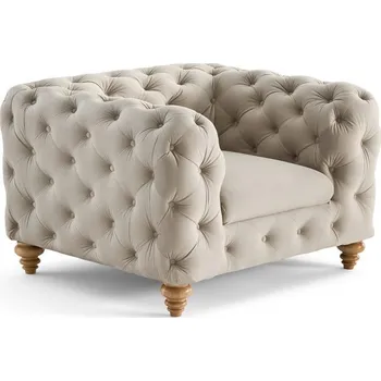 Prošívané luxusní sametové křeslo do obývacího pokoje - dostupné v různých barvách béžová