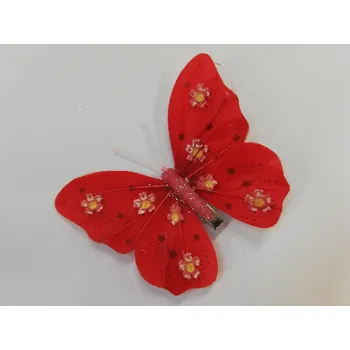 Party dekorace Závěsná dekorace na klip motýl 12cm - červený