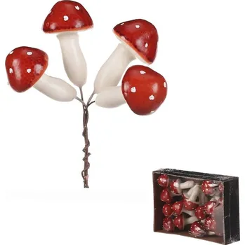 umělá květina Autronic Houby na drátku, barva červená, cena za balení (24 ks), sada 2 ks
