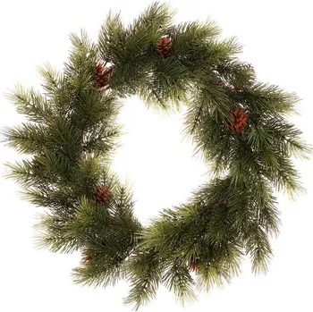 Floristika Autronic Věnec umělý - pr. 66 cm, borovice se šiškami, zelený