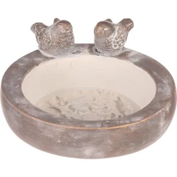 Krmítko pro ptáka Autronic Krmítko/pítko - beton, kruhové, s ptáčky, antracitově šedé, sada 2 ks