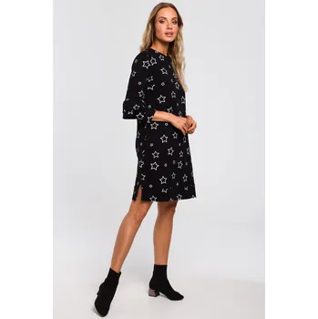 Dámské šaty VÝPRODEJ MIDI ŠATY DÁMSKÉ DENNÍ SPORTOVNÍ S HVĚZDIČKAMI ČERNÉ 38 M