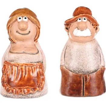 Vánoce Autronic Babka a dědek - zahradní ozdoby na plot, keramika, sada 6 ks