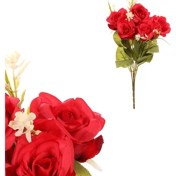 umělá květina Autronic Růže - umělá kytice, 6 květů, červená barva, sada 6 ks