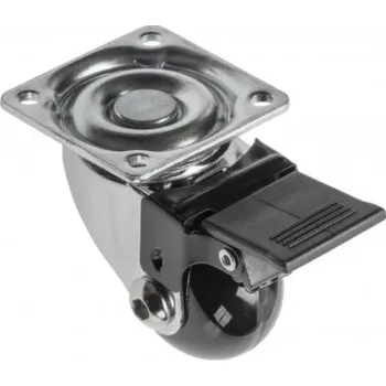 Nábytkové kování GTV Kolečko nábytkové BRAZYLIA 75, výška 96 mm, průměr 75 mm, s brzdou, PC/PU, černé