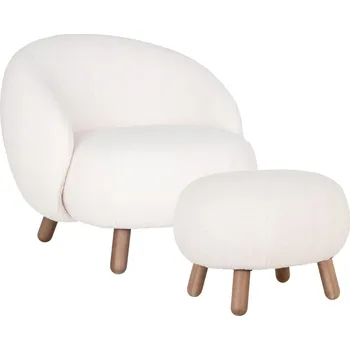 Křeslo Nordic Living Bílé křeslo Svona s podnožkou