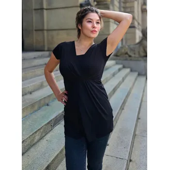 Elegantní těhotenská a kojicí halenka Gissa 3v1 – černá, krátký rukáv Velikost: 3XL