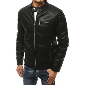 Pánská bunda kožená černá Dstreet TX3463 - výprodej Barva: Černá, Velikost: L