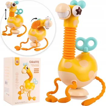 Hračka pro nejmenší Senzorická hračka MalPlay žirafa silikonová, vícebarevná s přísavkou