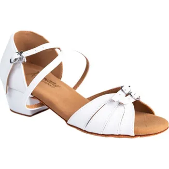 Dámské lodičky HDS Henzély | Dětské taneční boty HDS DLA016 bílá kůže podpatek kostka 3,5 cm - 24,5