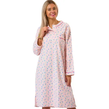 Dámská noční košile Flanelová noční košile růžová - extra teplá 1DF0044 růžová l
