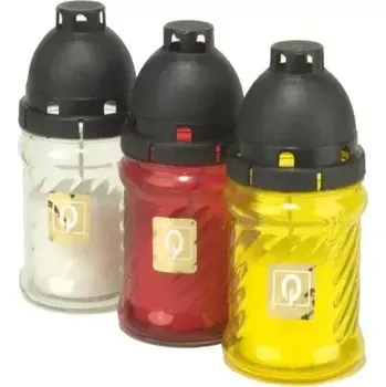 Svíčka SVÍČKA HŘBITOVNÍ SKLO 14CM VKLAD 30G 15HOD.