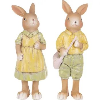 Vánoční dekorace Autronic Zajíc a zaječice - polyresin, stojící, mix 2 druhů, cena za 1 ks, sada 4 ks