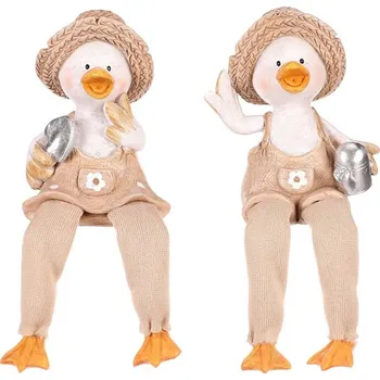 Vánoční dekorace Autronic Kachna s visícíma nohama - polyresin, mix 2 druhů, cena za 1 ks, sada 8 ks