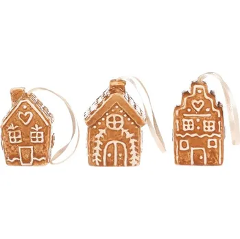 Svícen Autronic Domek perníkový mini - keramika, závěsný, cena za sadu 3 ks, sada 6 ks