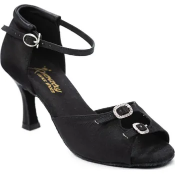 Dámské lodičky HDS Henzély Dámské taneční boty na latinu HDS DLA002 černý satén podpatek F6,5 - 22