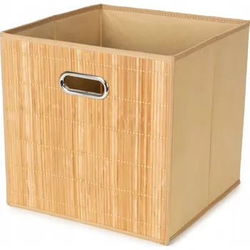 Úložný box Compactor úložný košík ANJI - L, bambusový s látkou, 31 x 31 x 31 cm
