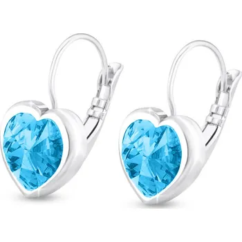 Náušnice Ellami VERONA 2250-3 Srdcové náušnice s tyrkysovým zirkonem Ellami