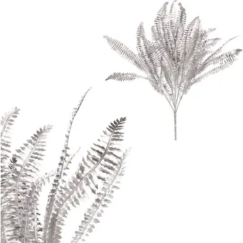 umělá květina Autronic Kapradí - umělý trs, barva stříbrná, sada 12 ks