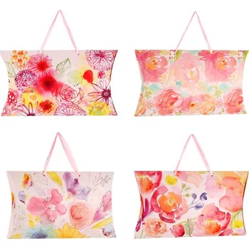 Dárková taška Autronic Krabička papírová - květiny, mix 4 druhů, cena za 1 ks, sada 24 ks