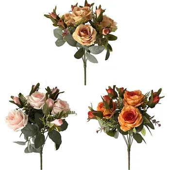 umělá květina Autronic Kytice z růží - umělá, 7 květů, mix 3 barev, cena za 1 ks, sada 12 ks
