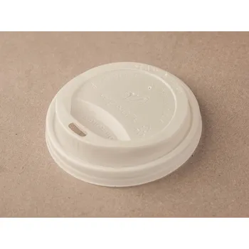 Jednorázové nádobí Bio CPLA víčko na horký nápoj VEGWARE bílé 200-250 ml (8 oz)
