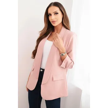 Dámské sako Dámská sako bez zapínání s podšívkou S/M pudrově růžová S/M