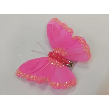 Party dekorace Závěsná dekorace na klip motýl 12cm - růžový s glitry
