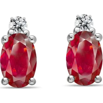 Náušnice Leru Drobné náušnice z bílého zlata s Rubíny a diamanty