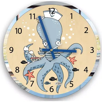 Hodiny Dětské nástěnné hodiny Mirro Chobotnice 30 cm vícebarevné