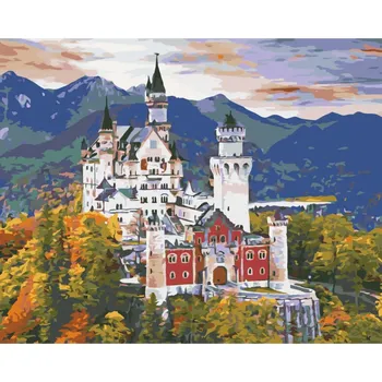 Malování podle čísel, vypnuté plátno na rám - Zámek