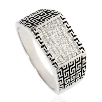 Prsten Zlatnictví Helios Pánský prsten stříbrný se zirkony