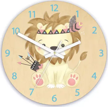 Hodiny Dětské nástěnné hodiny Ami Lev indián 30 cm vícebarevné