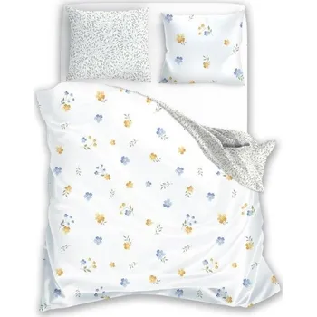 Povlečení Bavlněné povlečení Letní sen 022 220 x 200 cm + 2x 70 x 80 cm bílé/šedé
