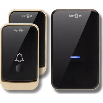 Domovní zvonek Bezdrátový zvonek Spreest černý, dosah 300 m, 110 dB, 45 melodií, IP44