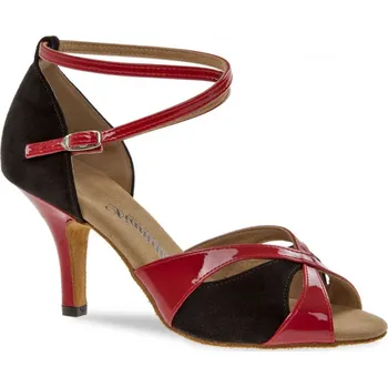 Dámské lodičky Dámské taneční boty na latinu Diamant mod.141 červený lak/černý velur S7,5 cm - 27,5