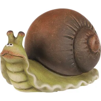 Vánoční dekorace Autronic Šnek - keramická figurka, vel. M, zeleno-hnědý, sada 4 ks