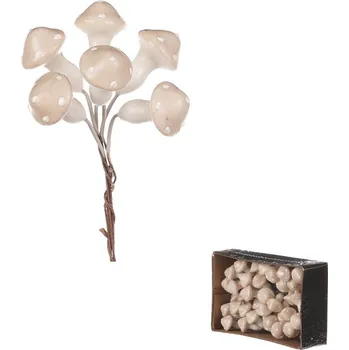 umělá květina Autronic Houby na drátku, barva krémová, cena za balení (48 ks), sada 2 ks