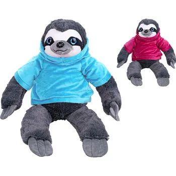 plyšák Lenochod plyšový 30 cm sedící s mikinou - mix barev (modrá, fialová)