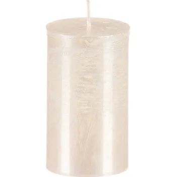 Svíčka Autronic Svíčka sloupcovitá nižší - parafínový vosk, bez vůně, metalická bílá, sada 4 ks