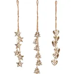 Autronic Girlanda ze zlatých kovových ozdob, mix 3 druhů, cena za 1 ks, sada 12 ks