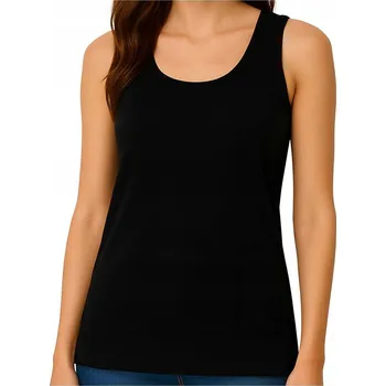 Dámské tričko Dámské Tričko Aren, jednobarevné bavlněné tílko, Anna Aren, černé, L