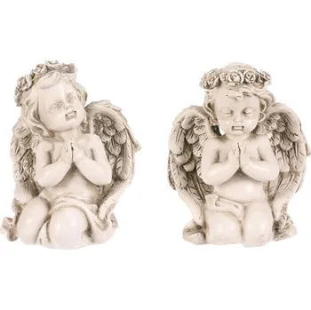 Vánoce Autronic Anděl pietní - polyresin, LED, sedící, sv. šedý, mix 2, cena za 1 ks, sada 4 ks