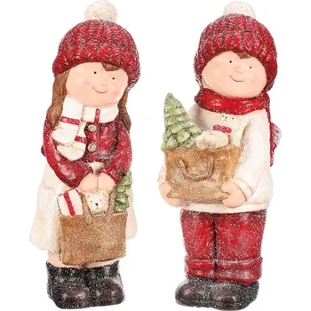 Vánoční dekorace Autronic Děti s dárky - figurky z magnesia, mix 2, cena za 1 ks, sada 2 ks