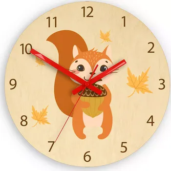 Hodiny Dětské nástěnné hodiny Ami Veverka 30 cm vícebarevné